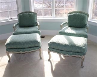 2 CHAIRS W/MATCHING OTTOMANS