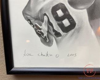 Signed NOA CHAIKIN Raiders Randy Moss Football Print