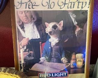 Vintage SPUDS MACKENZIE Bud Light Framed Advertisement