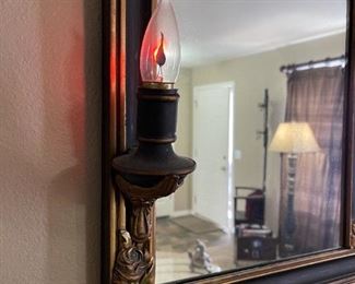 Art Deco Mirror with Metal Frame and Candle Lights