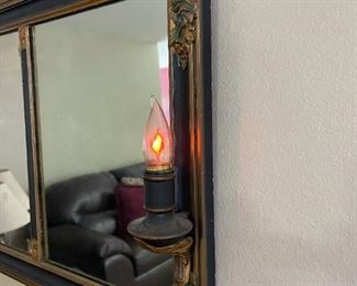 Art Deco Mirror with Metal Frame and Candle Lights