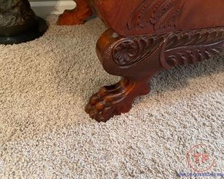 1880's American Classical Revival Carved Mahogany Settee