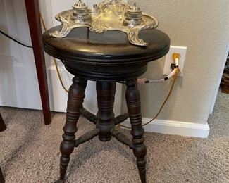 Antique Piano Stool with Ball and Claw Feet