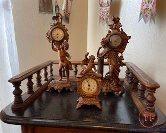 Antique Pot Metal Cherub Clocks