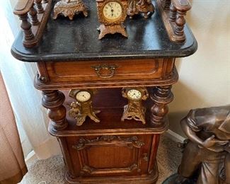 Antique Victorian Marble Topped Cabinet /  Side Table from DREW’S ANTIQUES