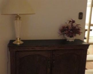 Protective Top Wood Cabinet, Lamp