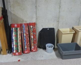 Christmas Wrapping Paper,  Trash Cans