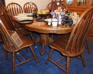 Oak dining table and chairs