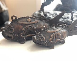 Vintage bronze fish bells