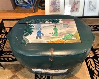 Antique Chinese wood rice holder - doubles as a coffee table