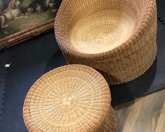 Mid Century Modern Eero Aarnio rattan Elephant Boot chair & foot stool