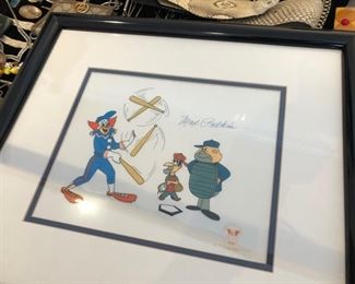 Vintage Bozo cel signed by Max Patkin the "Clown Prince of Baseball"