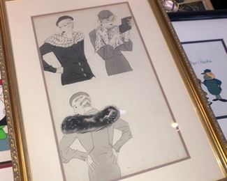 Hand drawn fashion illustration from the 1950's