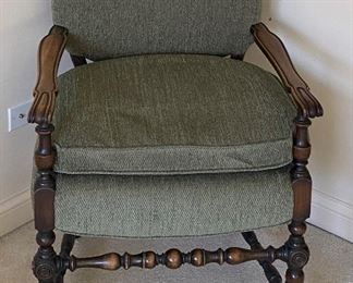 green vintage upholstered chair 