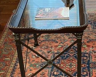 Glass/metal coffee table (37.5Lx23Wx24.5H)