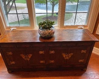 Henredon Asian Sideboard (60W x 16D x 27.5H)  with brass butterfly hardware 