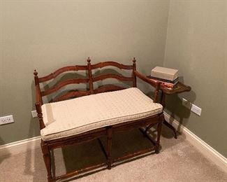 Double bench with ladder back and rush seat bench