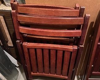 10 wood folding chairs with chair pads