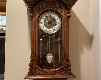 Antique German RMS grandfather wall clock - restored and working! Beautiful chime and strike. 