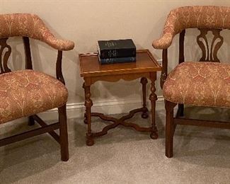 2 Baker Furniture chairs
Baker Furniture side table (20L x 14W x 20H)