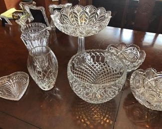 crystal cut glass bowls, vases