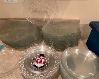 glass shell plates & snowman plates
