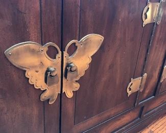 Henredon Asian Sideboard (60W x 16D x 27.5H)  with brass butterfly hardware 