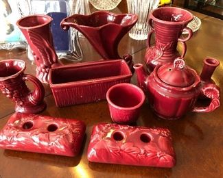 Vintage Haeger, USA & McCoy burgundy / maroon pottery