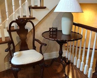 Baker chair and Historic Charleston collection tilt top pedestal table