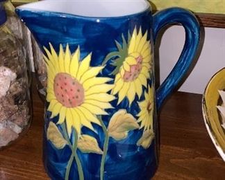 Pottery sunflower pitcher