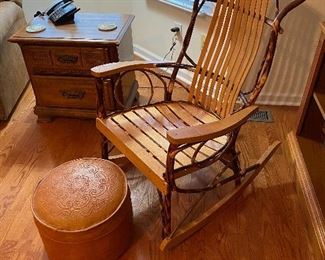  Amish Rustic Hickory & Oak Rocker Rocking Chair