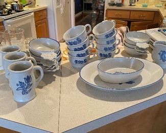 77 Piece Vintage Pfaltzgraff Yorktowne Blue Collection