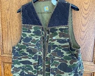 Vintage Carhartt Duck Camo Union Made USA Canvas Shooting Hunting Vest Large