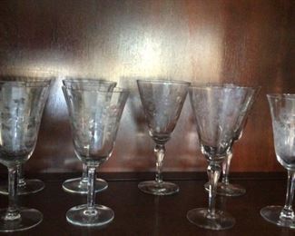 Set of crystal etched glasses $50