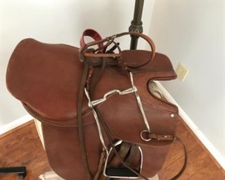 English saddle, stirrups, bridle 