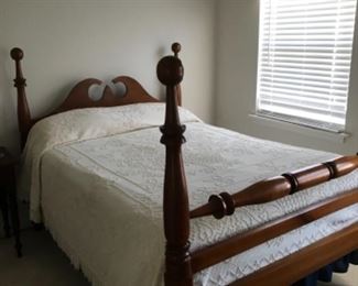 CHERRY POSTER BED WITH MATTRESS & BOXSPRINGS 