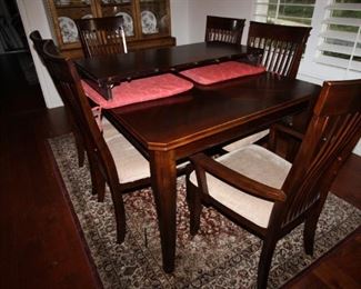 $400. Dining table and 6 chairs and extra leaf. 42x60           Extra leaf measures 18 inch.