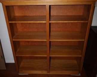 $80. Honey oak four shelf double  bookcase.  44x48x14