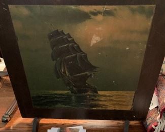 Antique Richard Ribcowsky Sailing Shop- card table/ fireplace screen...