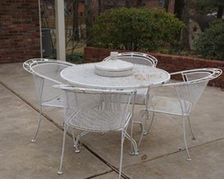 6 Pc patio set, table, 4 chairs & umbrella stand  $125 Sold