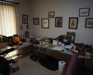 Office supplies, vintage Coleman lantern