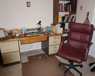 Custom office desk top lifts off the file cabinets  $100, (Office chair $20 SOLD), on the desk TRS-80  Tandy Computer Radio Shack