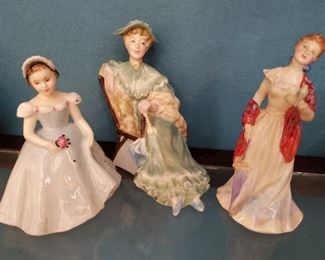 Left: Royal Doulton "The Bridesmaid" HD2225; Center: "Ascot" HD 2356; Right: "Esmerelda" HR2168