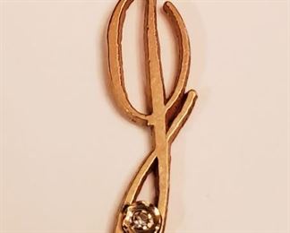 vintage 14k "J" monogram pendant with small diamond