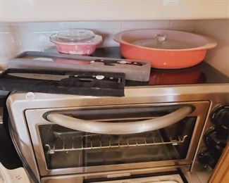 Pink Pyrex, Wusthov knives, KitchenAid toaster oven