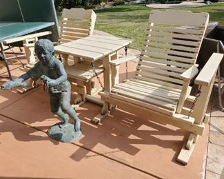 Vintage wooden patio glider