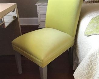Green desk chair, grey legs, 39"H x 21"D x 18"W, $99