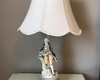 VINTAGE FRENCH VICTORIAN PORCELAIN MAN & WOMAN LAMP PAIR, 26"H, $60 pair