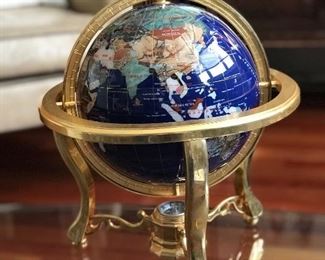 Brass globe, 15"H x13"W, $50