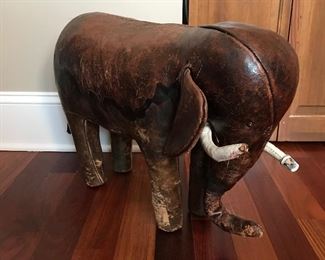 Abercrombie & Fitch Vintage Leather Elephant Footstool(ear loose), 2'L x 17"H,  Was $325, NOW $199